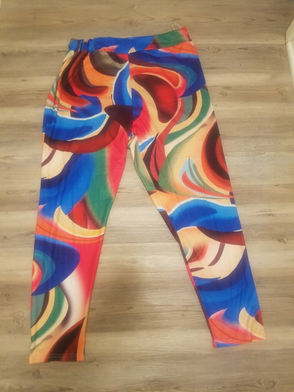 SHEIN Multicolor Swirl Print Leggings - Blue Red Green Orange - Picture 2 of 8